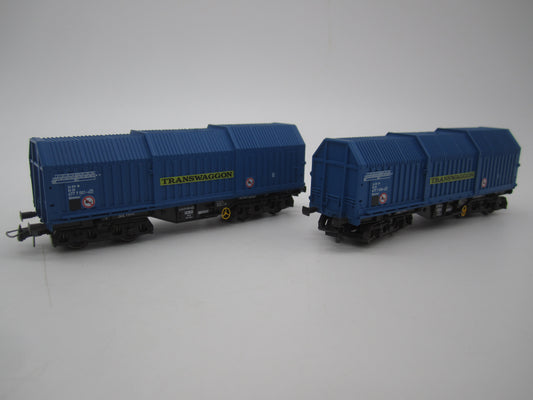 Roco H0 - 44076 - Set van twee Telescoopwagens 'Transwaggon' van de DB