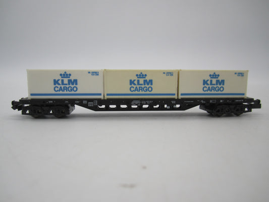 Minitix N - 70108 - Containerdraagwagen met KLM containers van de NS